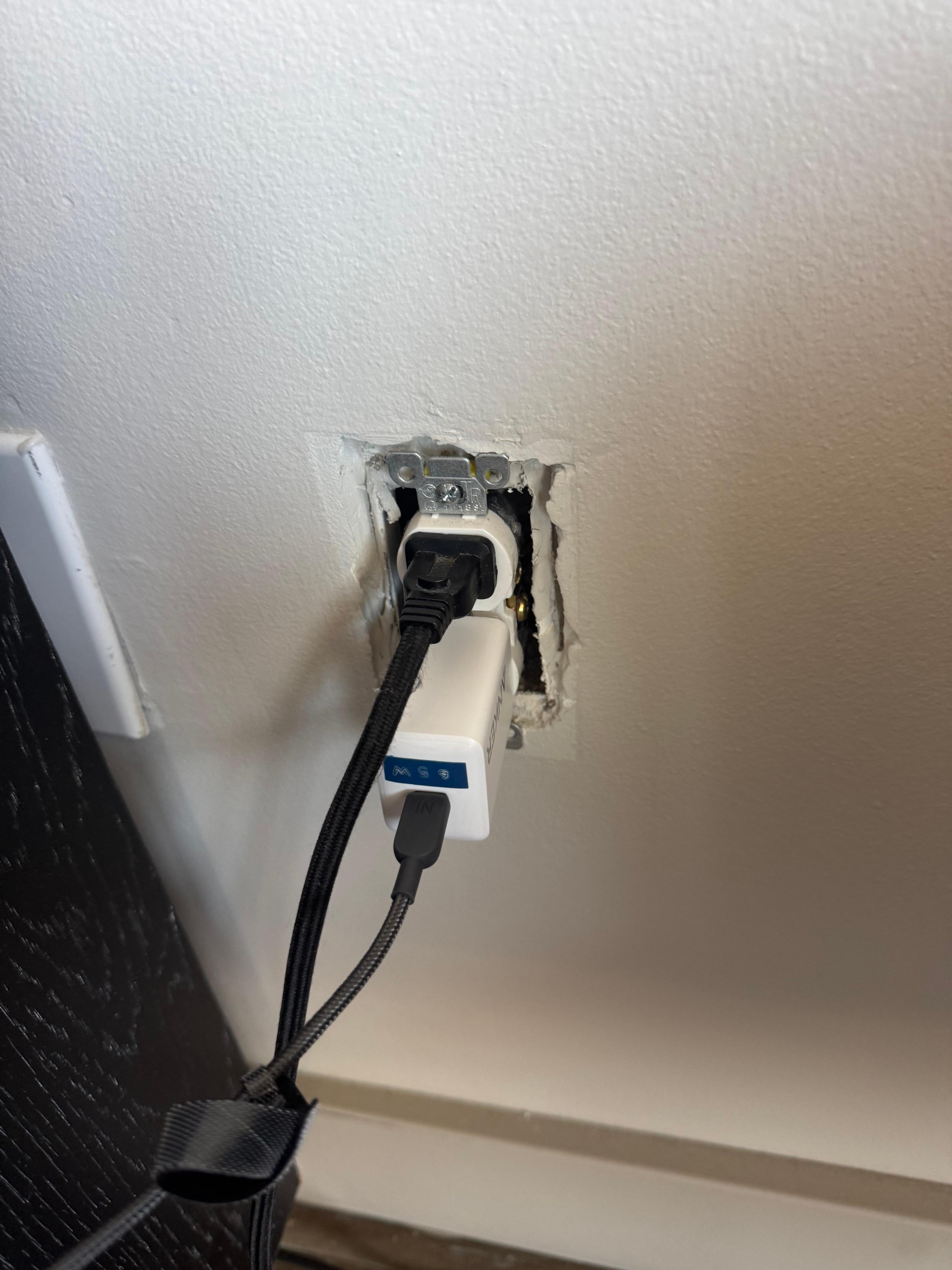 No cover on wall socket