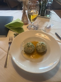 Homemade spinach dumplings were good!