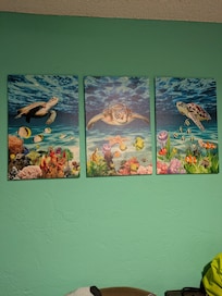 Hawaiian decorations all over condo