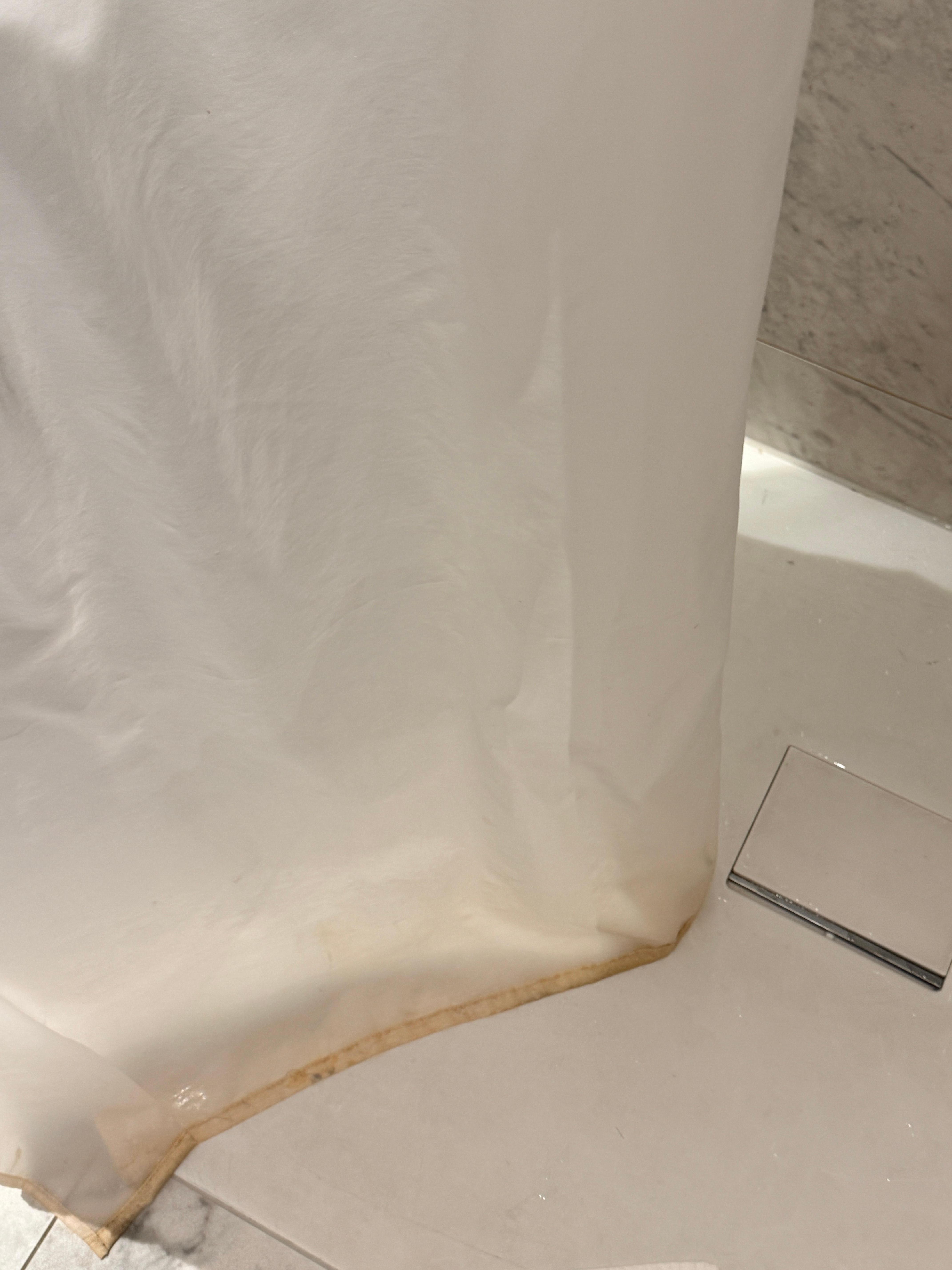 Stained shower curtains