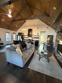 Main living area and kitchen