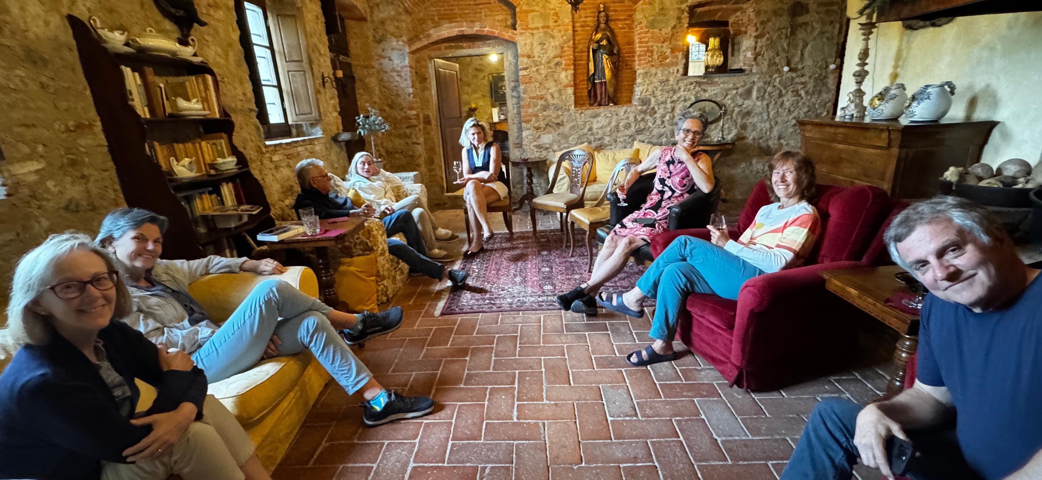 Lounging around before a brilliantly prepared and served chef’s dinner