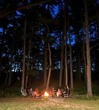 Late night camp fire with family