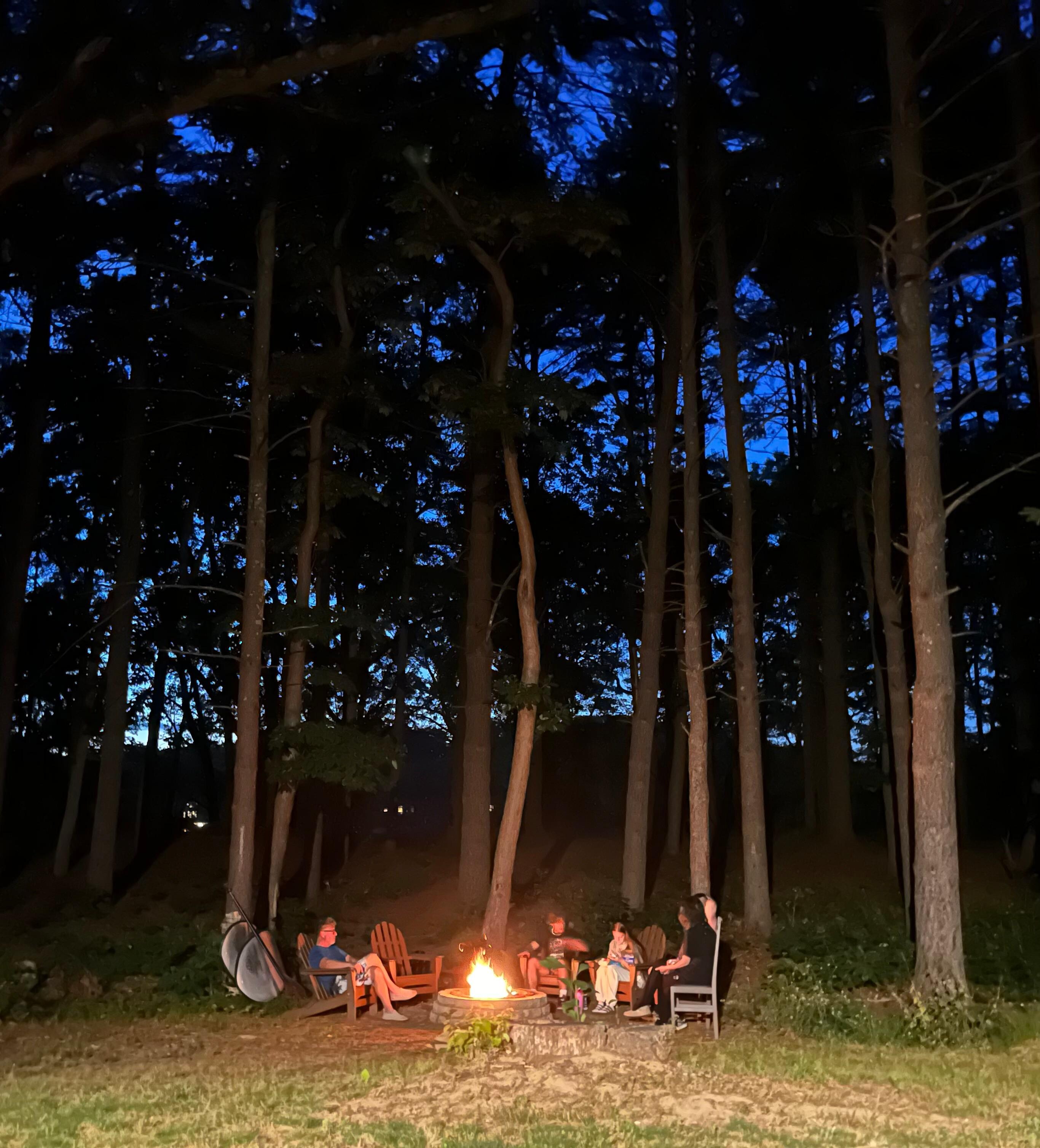 Late night camp fire with family 