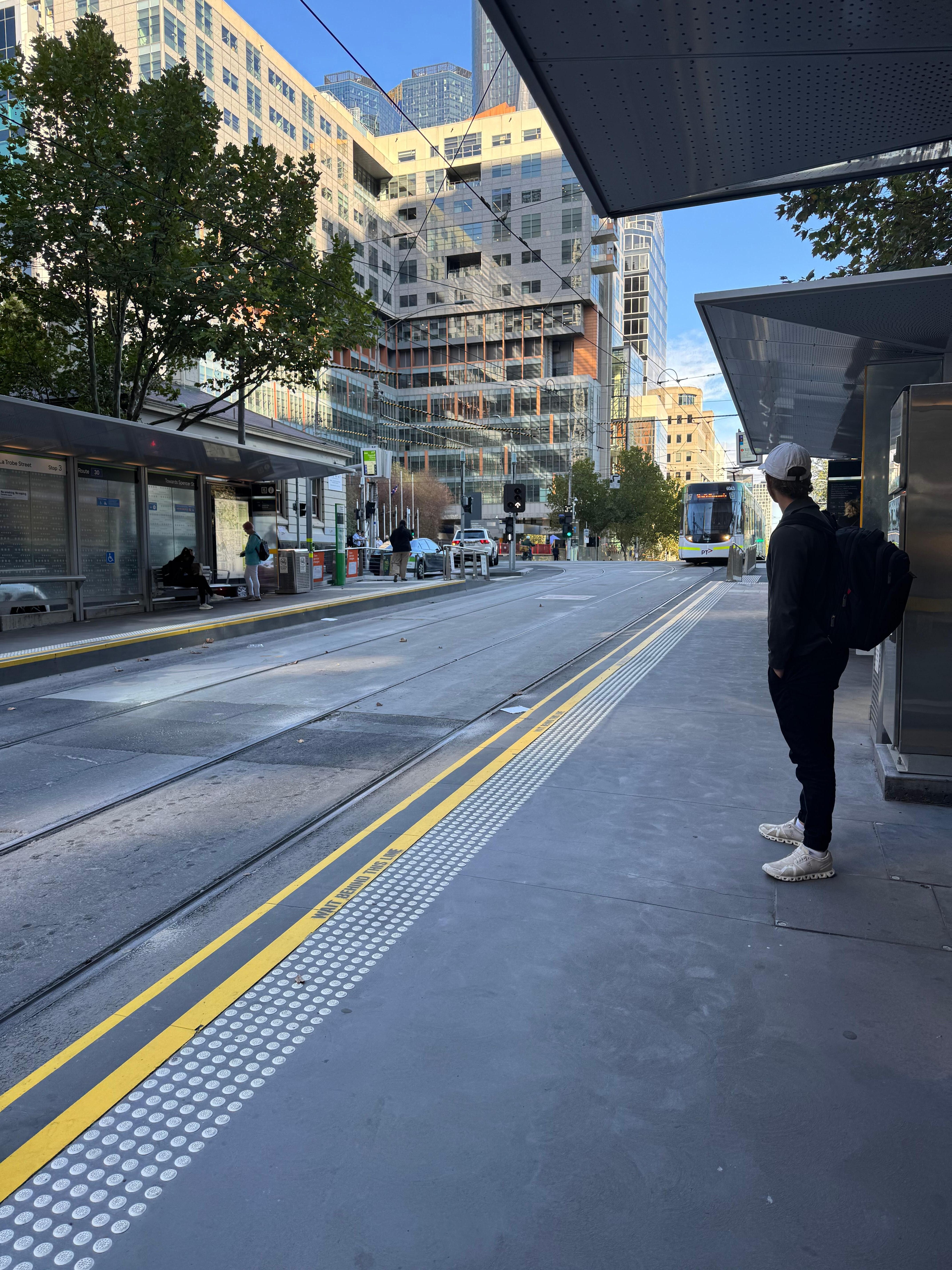 Tram next to hotel 