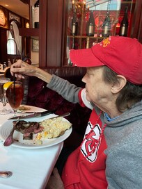 Eating at steakhouse