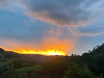 Coucher de soleil sur la terrasse