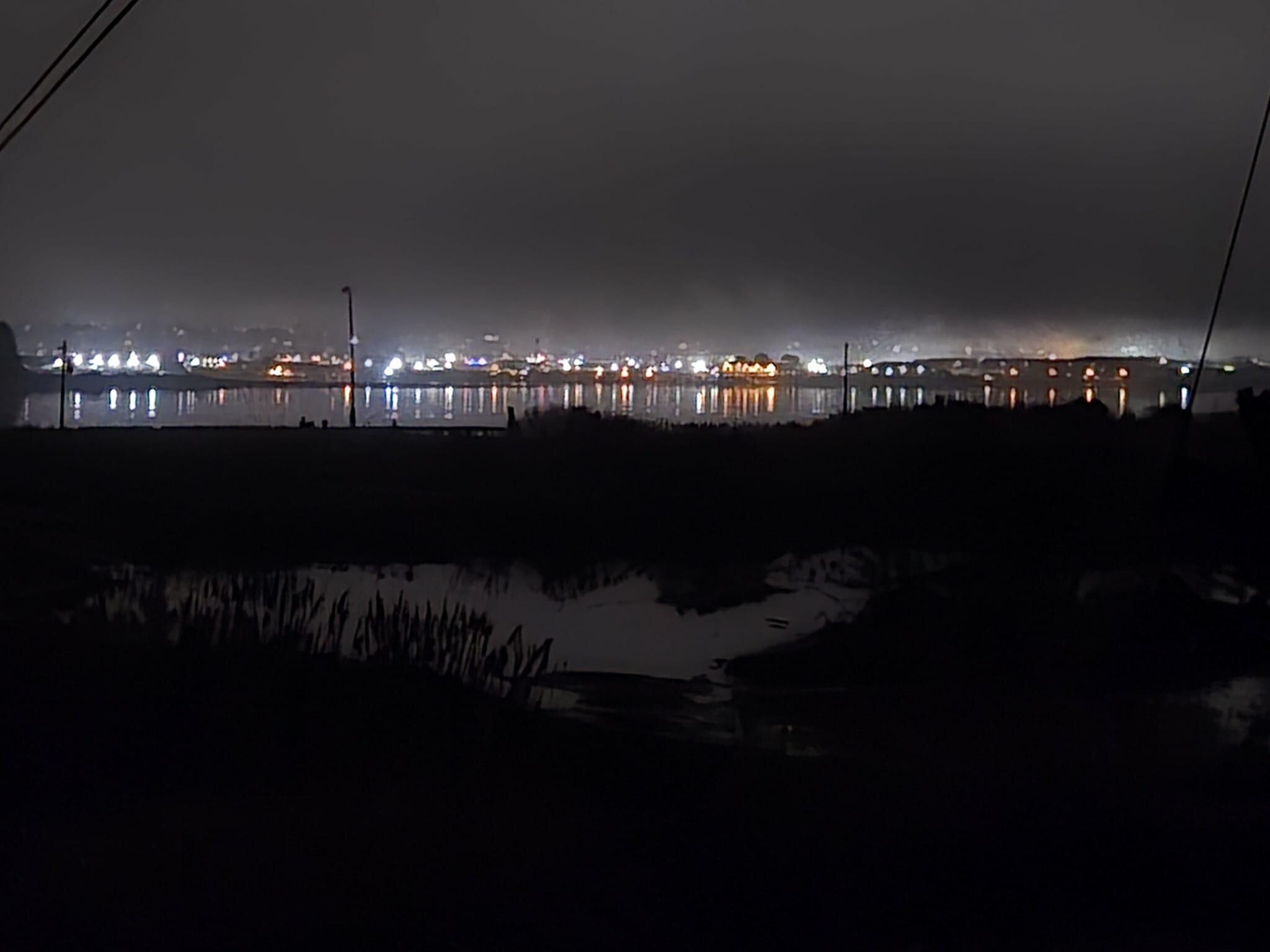 View of Eureka across the bay, sitting in the hot tub in the backyard.