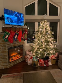 The Christmas tree was perfect. We brought our own stockings and had plenty of room above the fireplace to hang them.