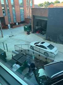 So-called city view where you could see a worker sitting there having a cigarette break.