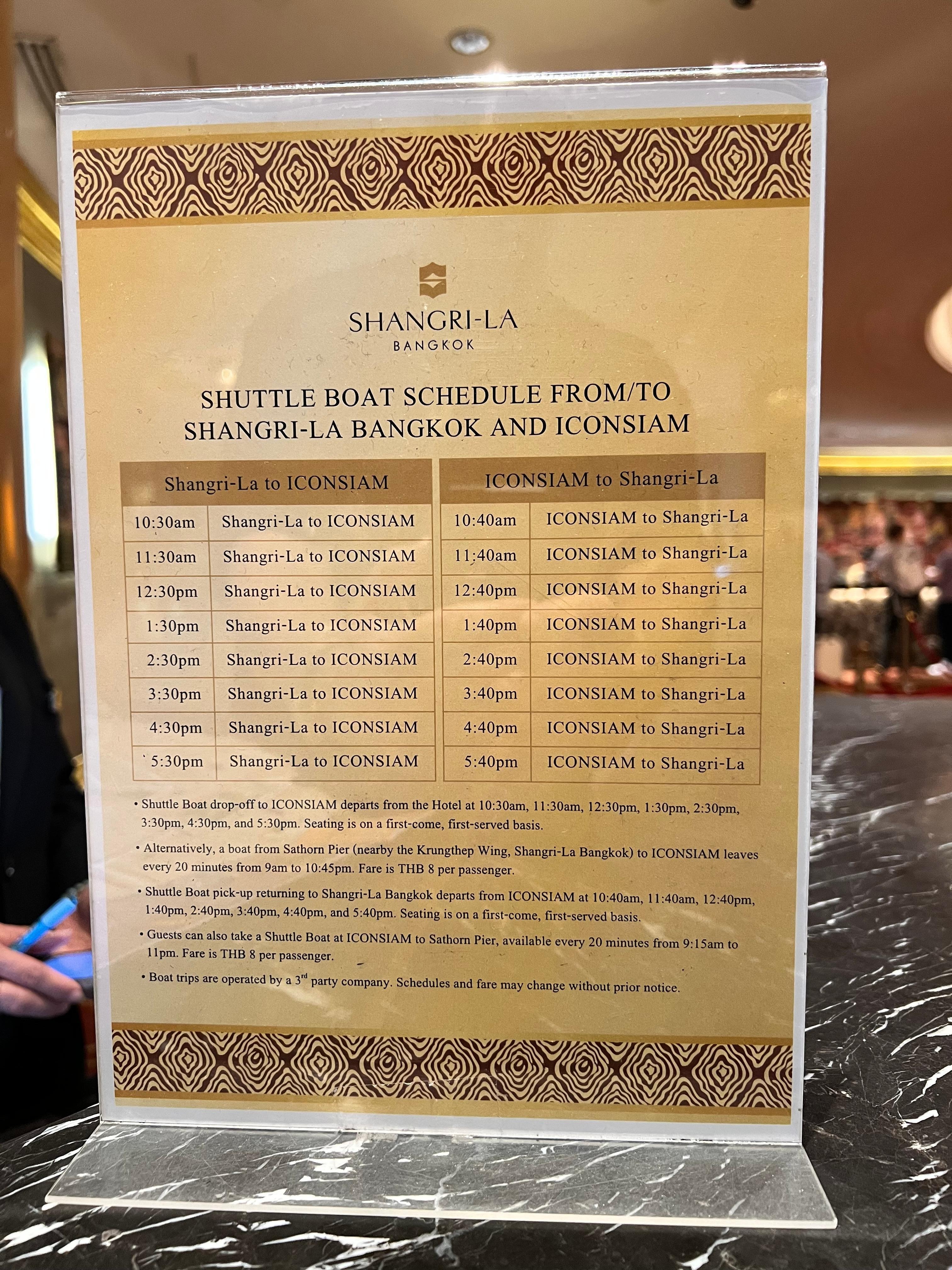 The ferry boat to IconSiam mail schedule 