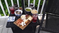 Snacks and drinks on the deck.