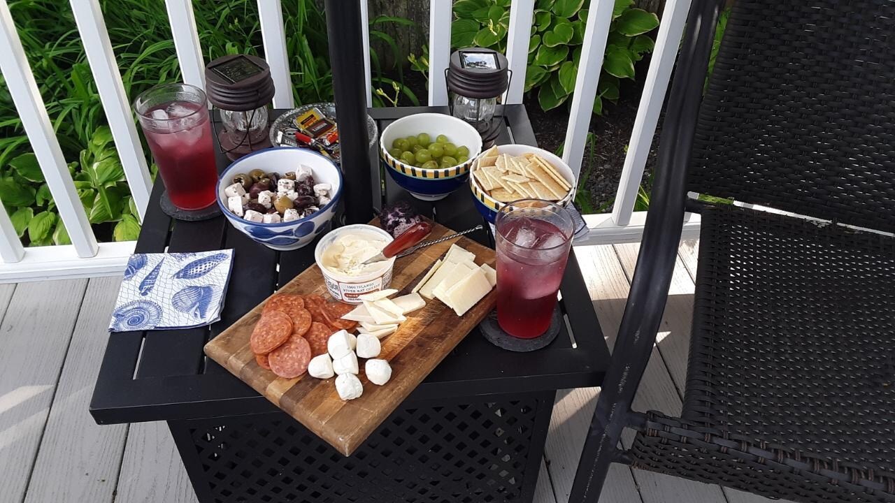 Snacks and drinks on the deck.