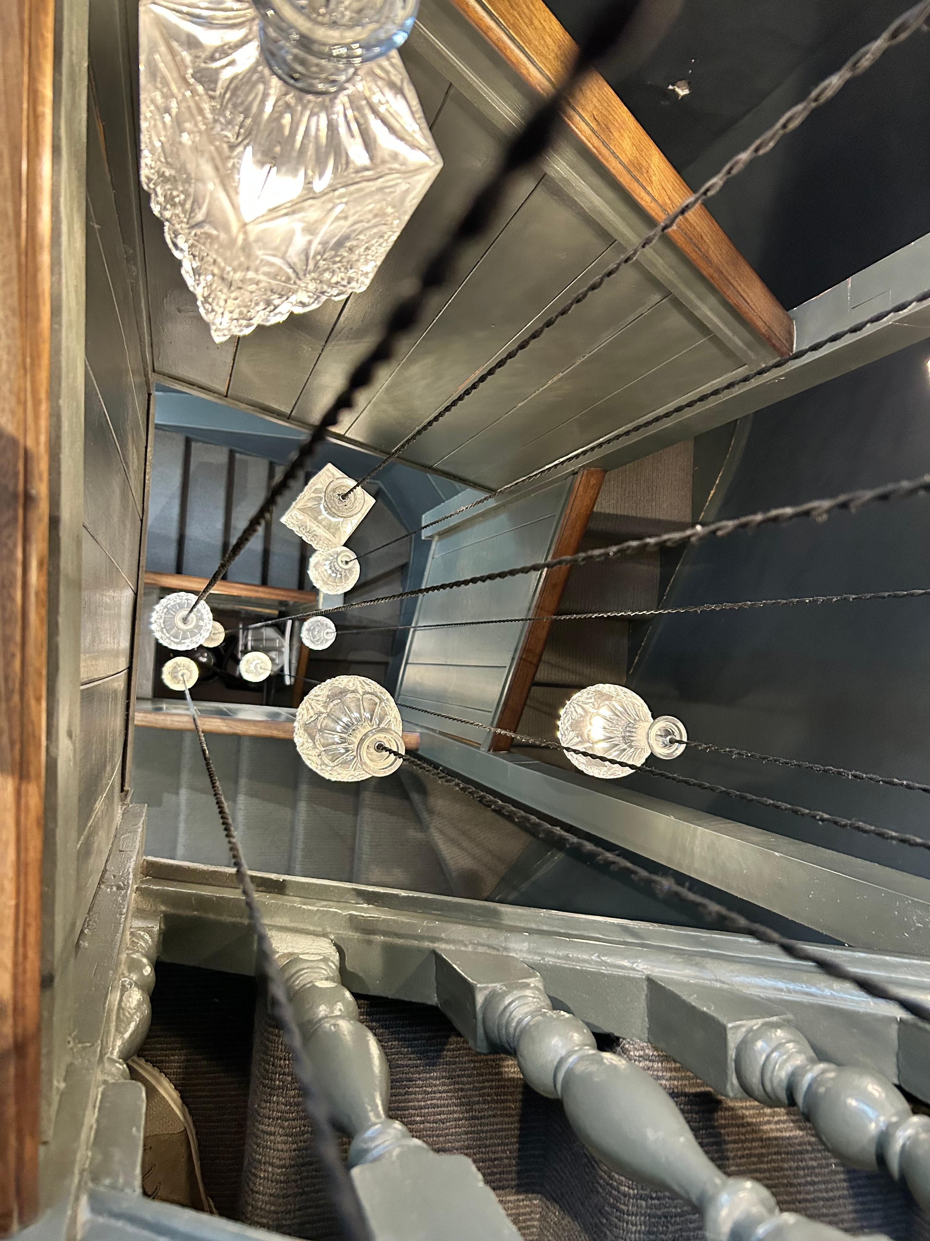 Narrow steps with cool lighting