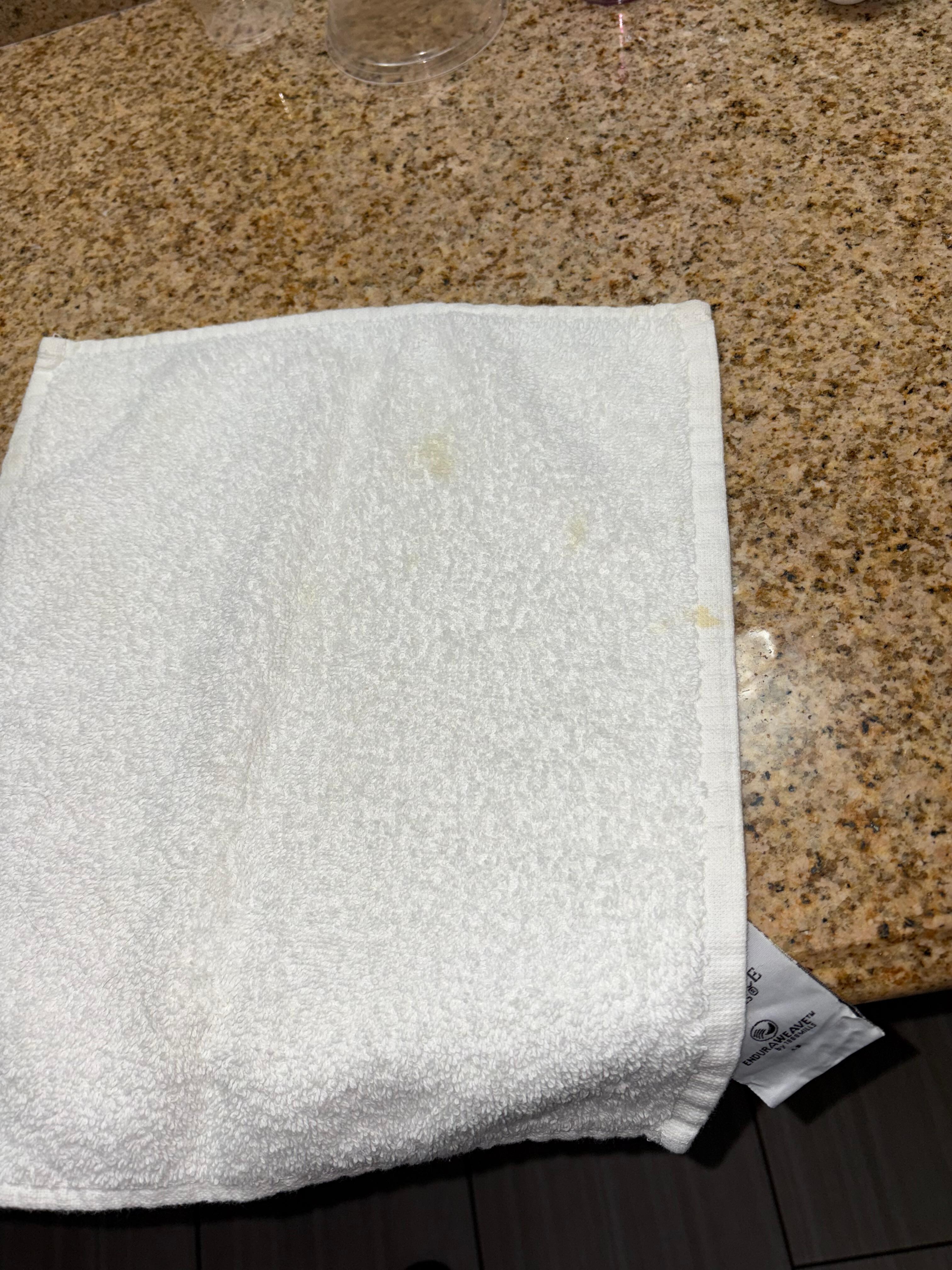 Stained towels