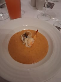 Shrimp n oyster with a cognac soup... yum