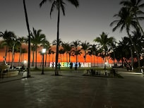 The night view was amazing this night. The red was intensified by some smoke from a bush fire but the effect is astonishing.