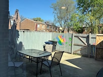 Patio was not cleaned and umbrella was in disrepair.