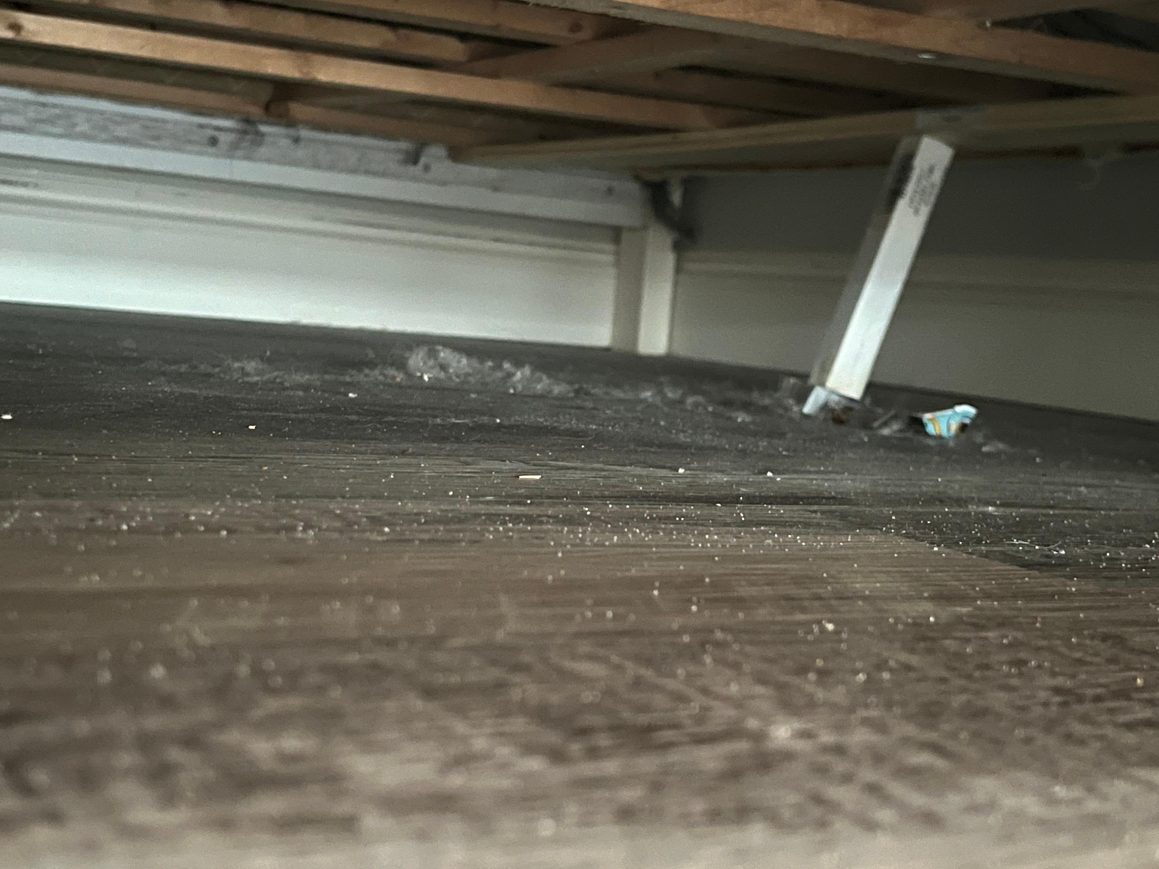 Bedroom upstairs hadn’t been cleaned underneath at all. Center supports were not connected 