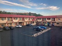 The hotel and parking lot