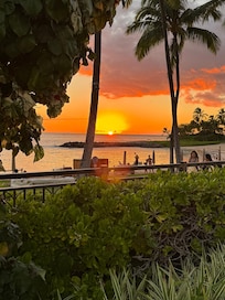 Sunset from the private beach area