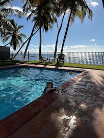 Pool and beachfront from porch