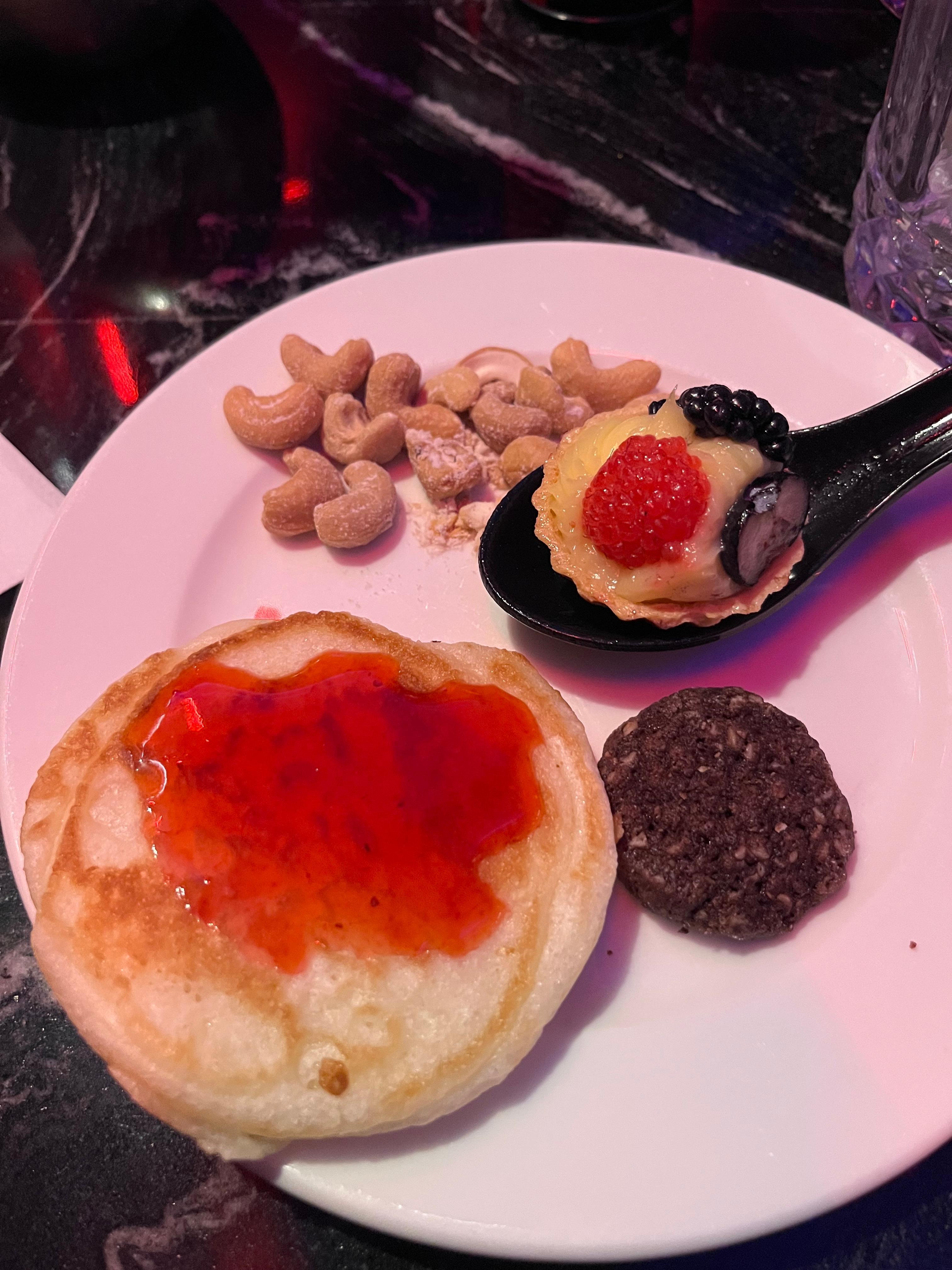 Small sample of food in the lounge. 