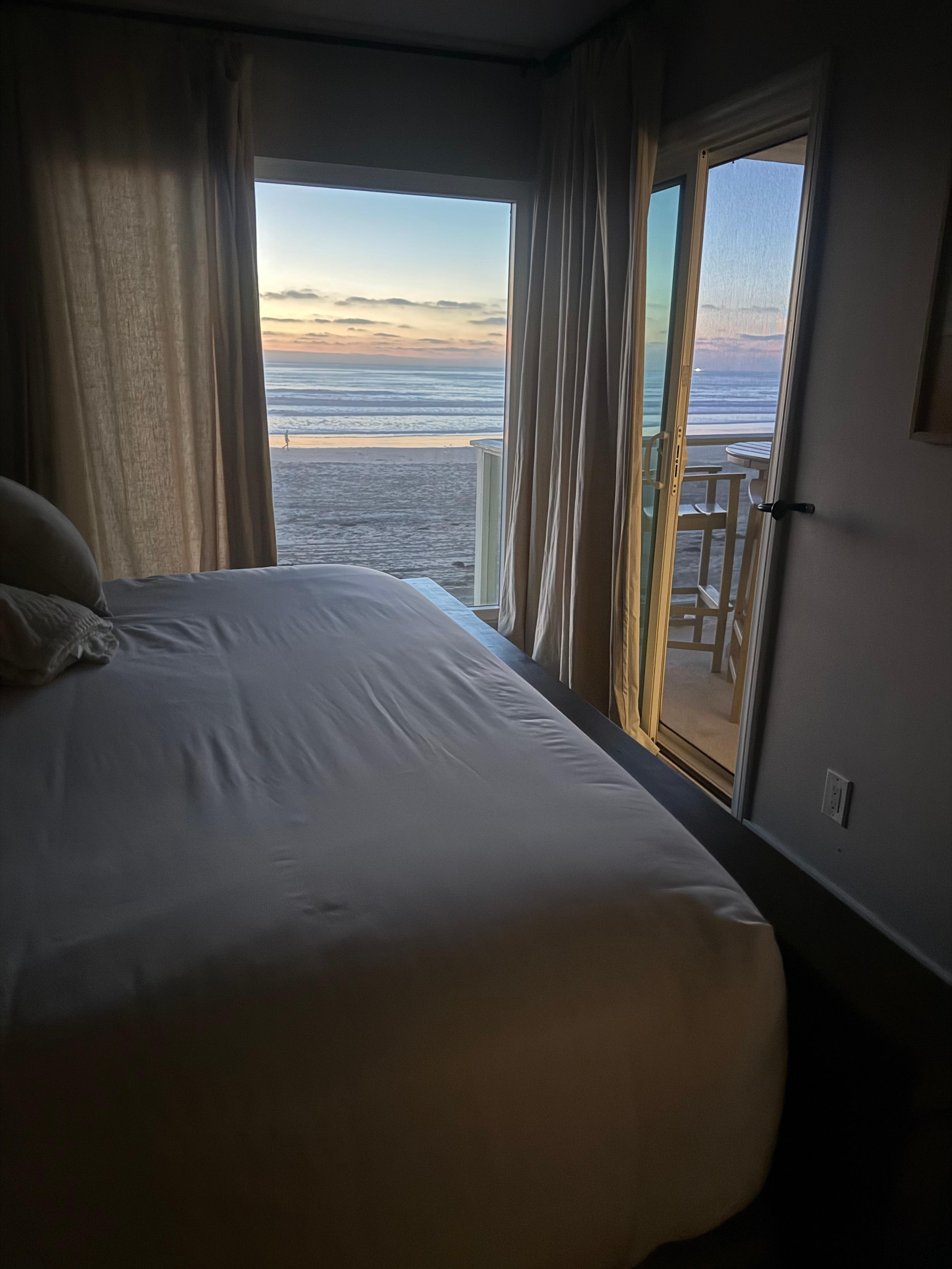 Bedroom with view of ocean. 