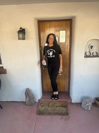At our front door.