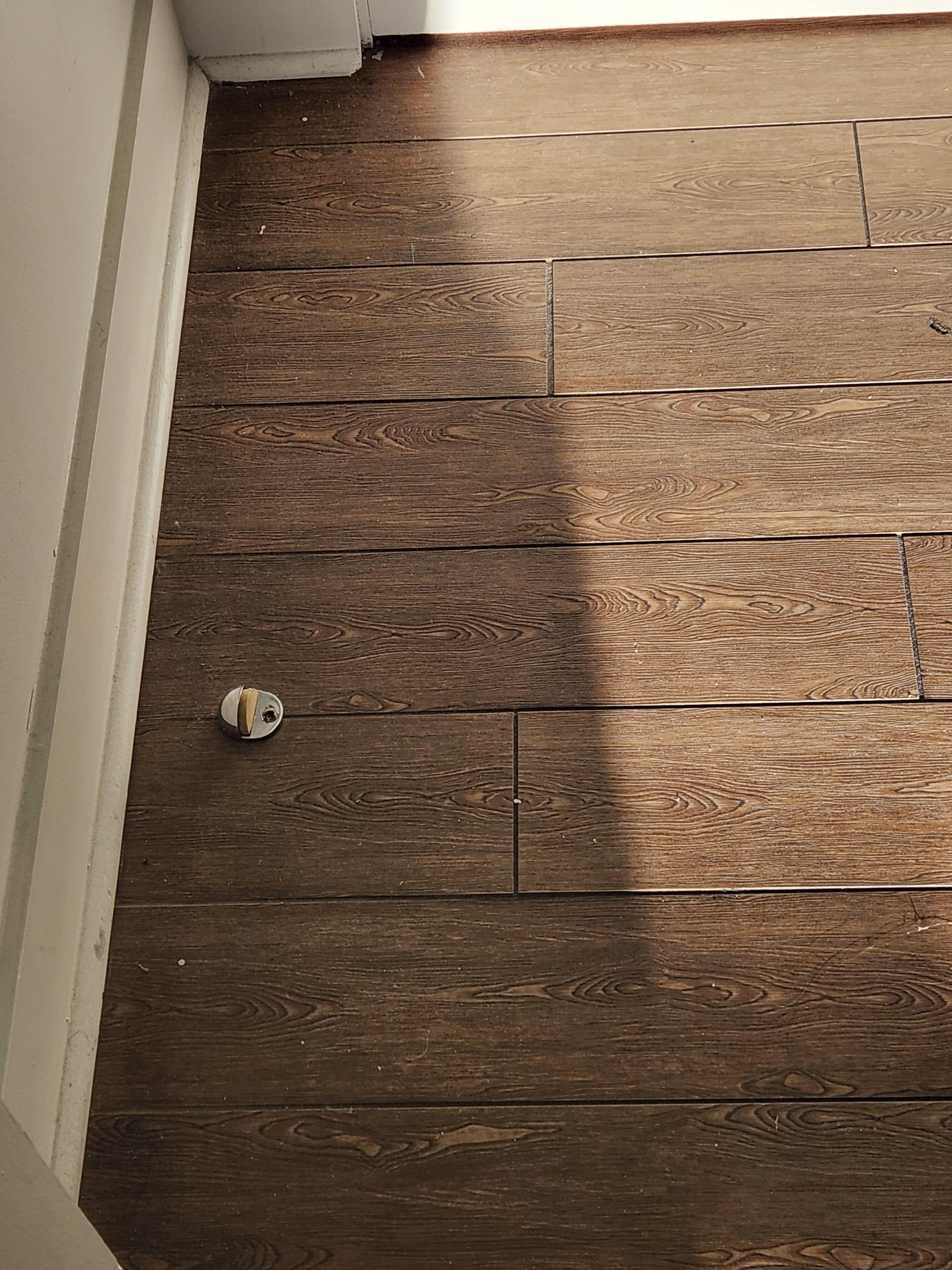 Hair and dust on the floor.