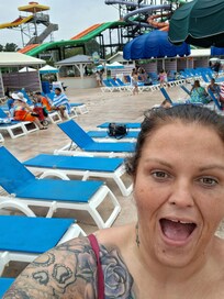 Out on one of the pool decks at Hotel Blue