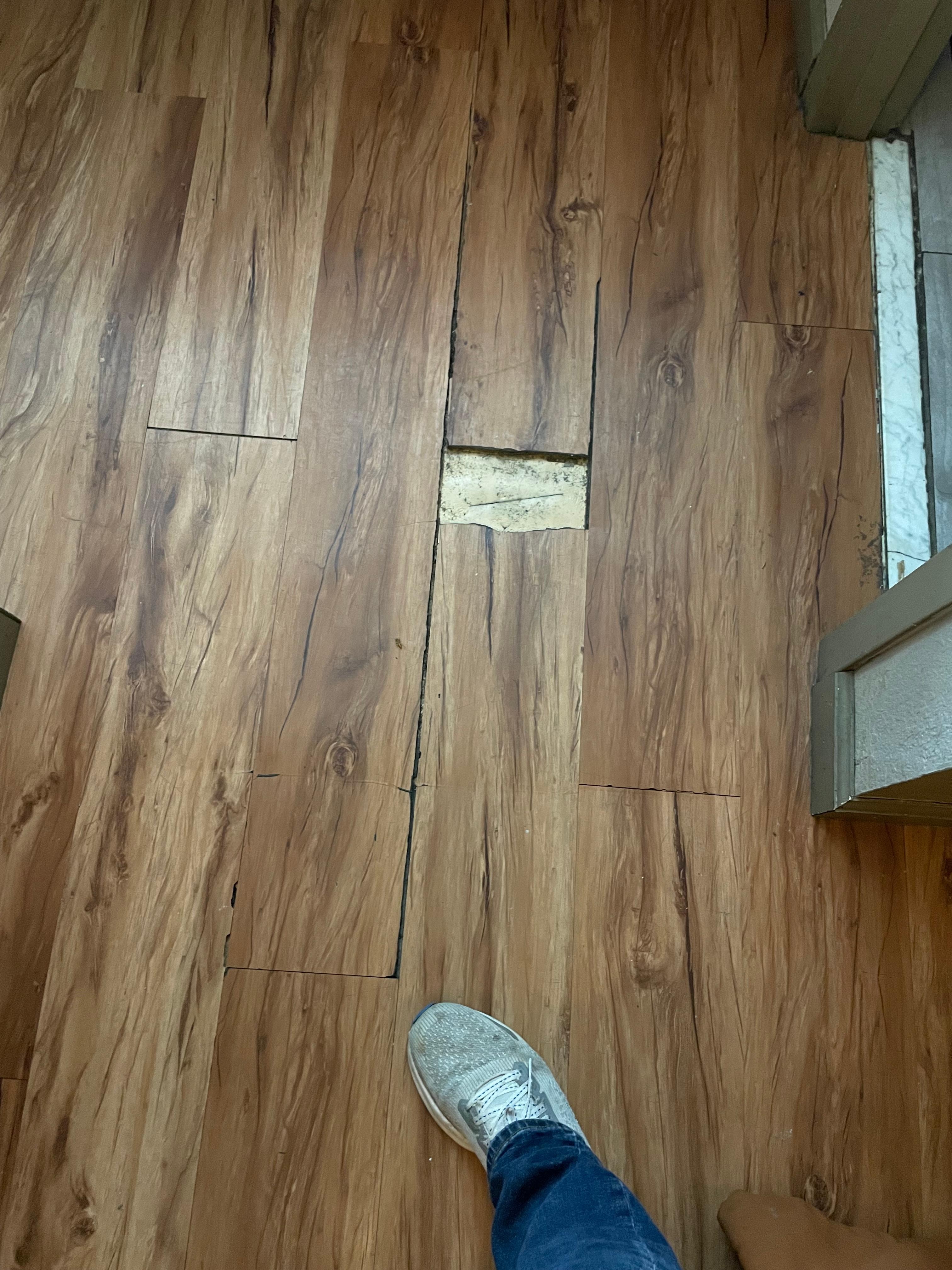 Broken floor tiles