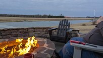 Regardless of any small nuanced, sitting outside by the fire with a cup of wine while watching the sunset.... PRICELESS.
Then the next morning, drinking coffee by the fire... Incredibly beautiful!