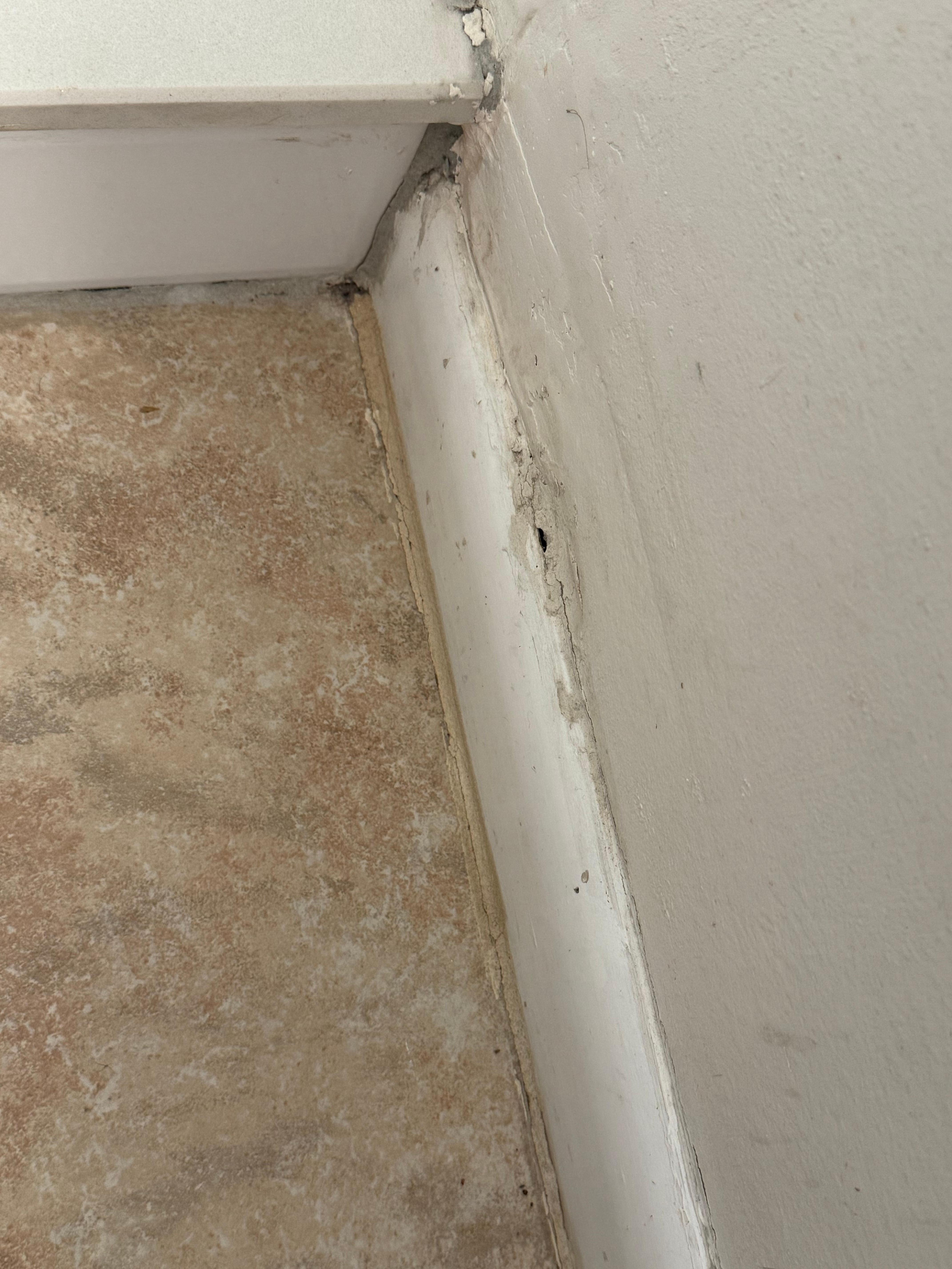 Baseboard near the shower