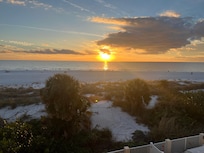 The view from our deck of a lovely sunset.