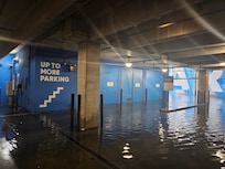 Parking garage. The one and only way in or out with a vehicle.