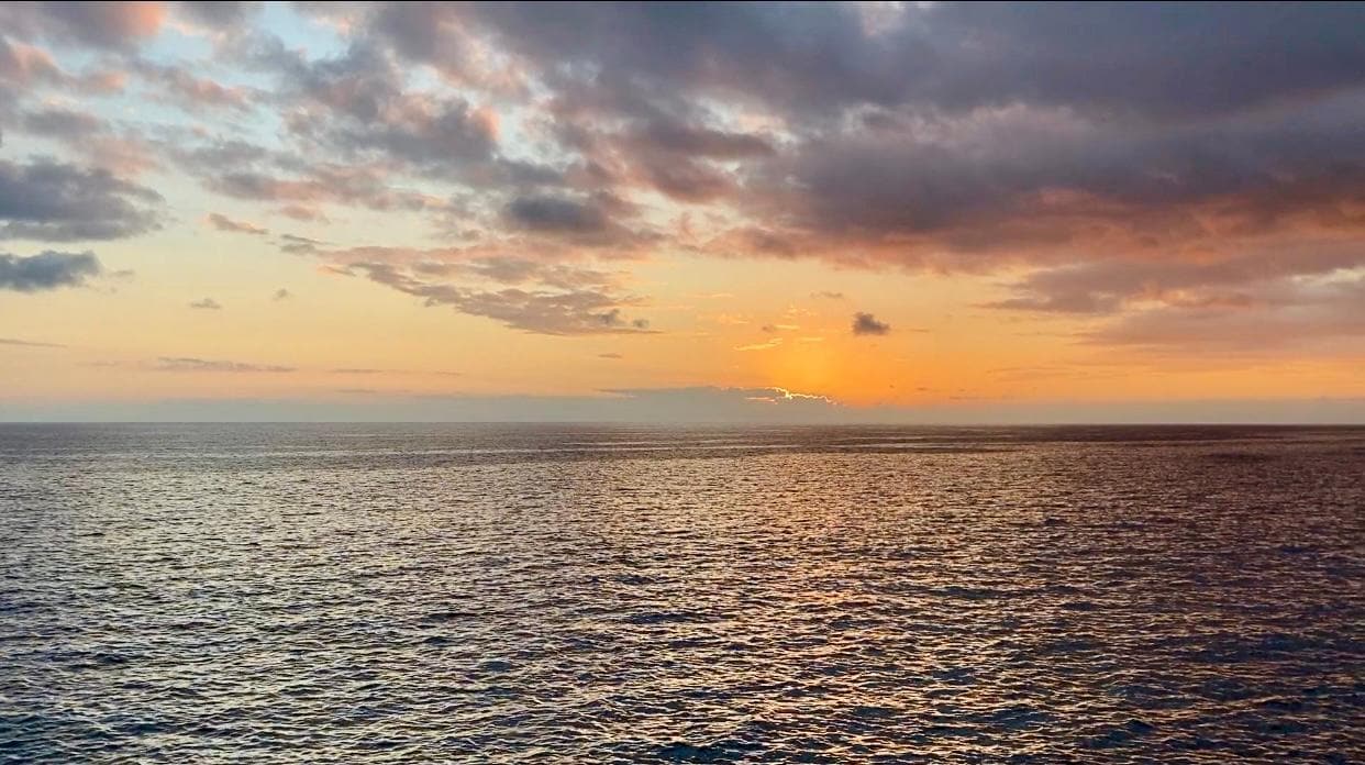 The sun setting, taken from the balcony.