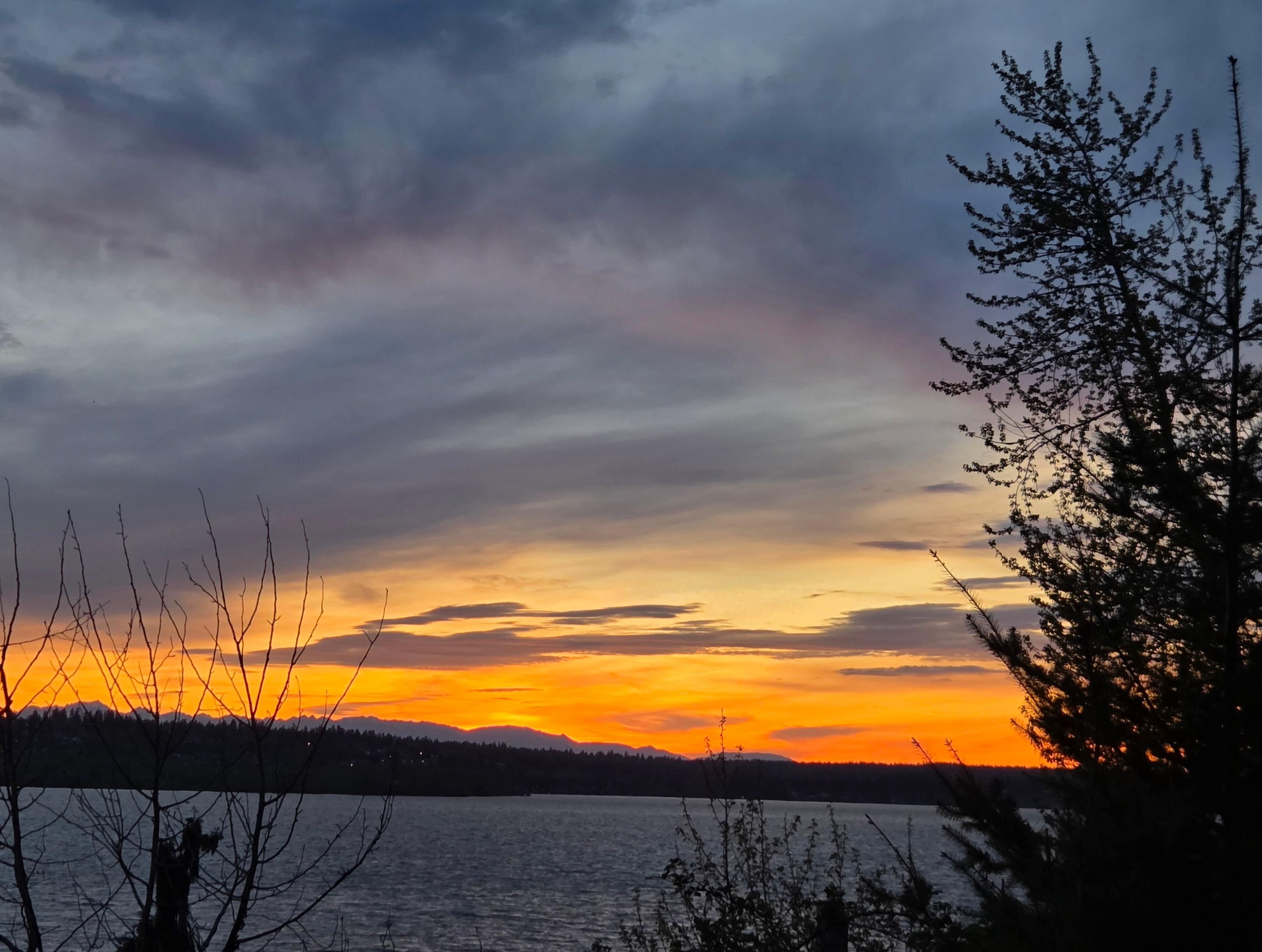 Sunset on Lake Washington steps from the village.