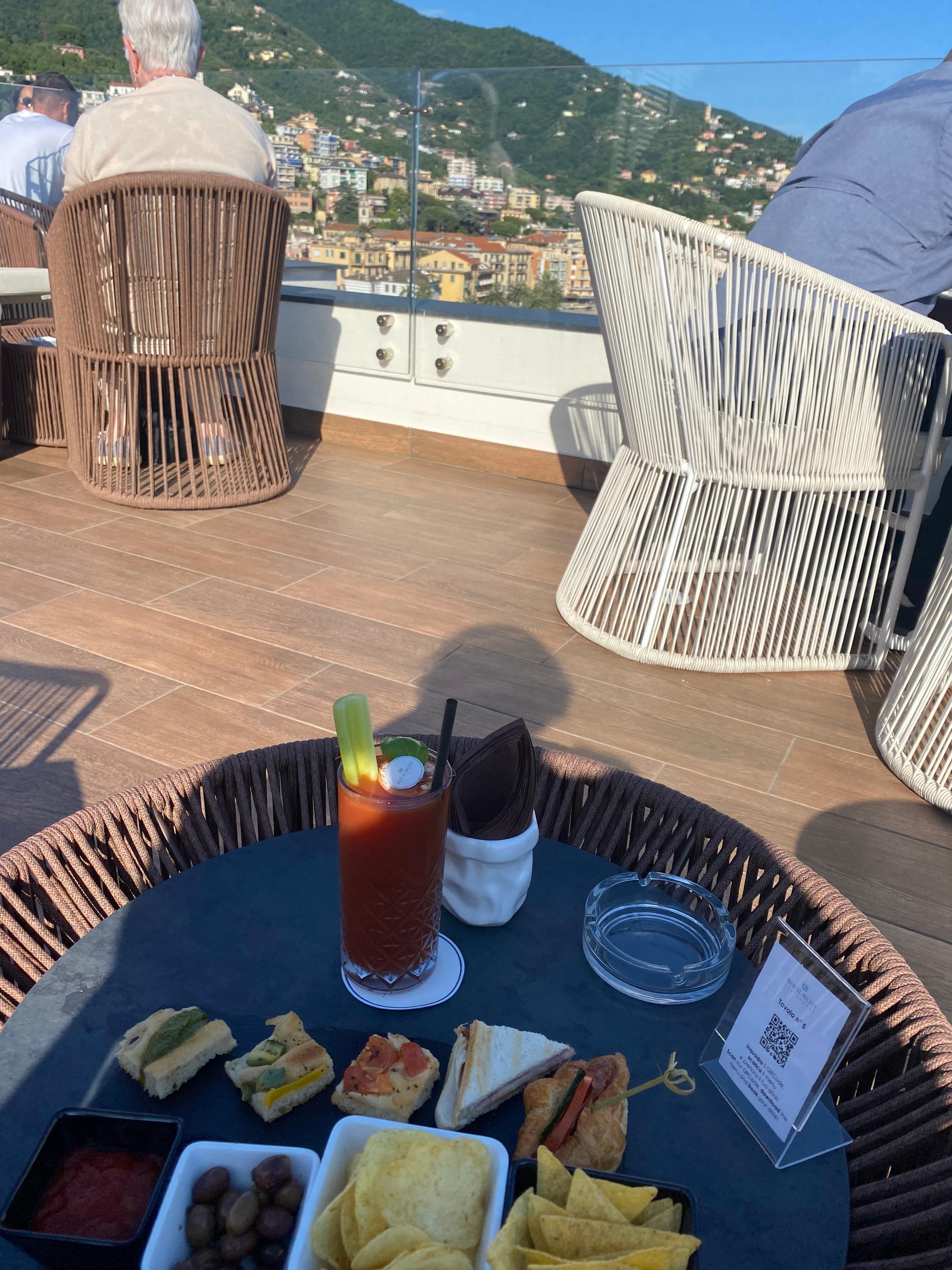 Standard aperitivo served with a drink