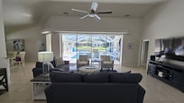 View of pool from living room
