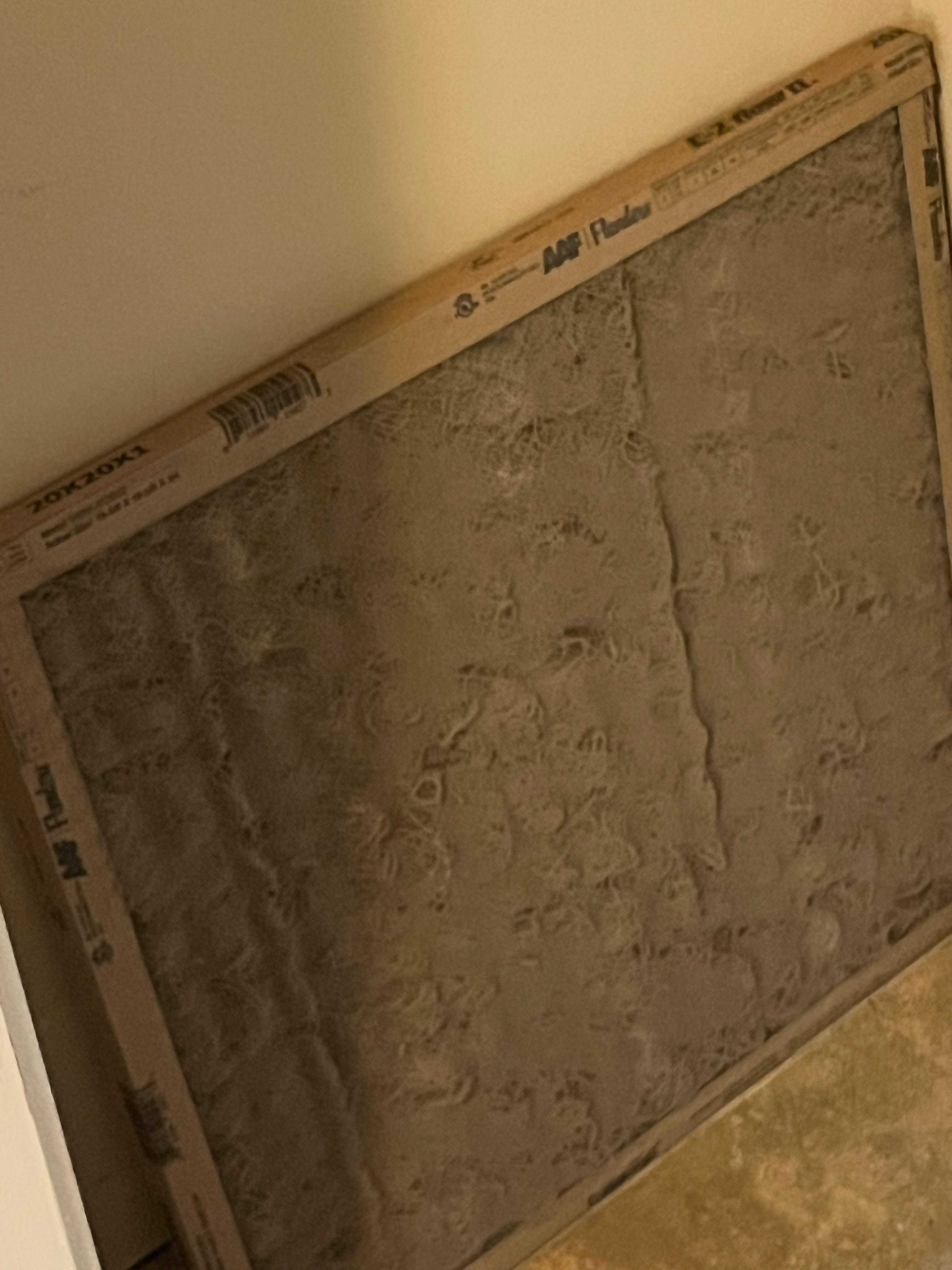 Filthy cold air return filter left in closet