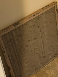 Filthy cold air return filter left in closet