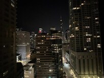 Beautiful view of downtown. I did not find it too noisy either.