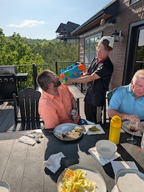 Upper deck great for hibachi dinner.