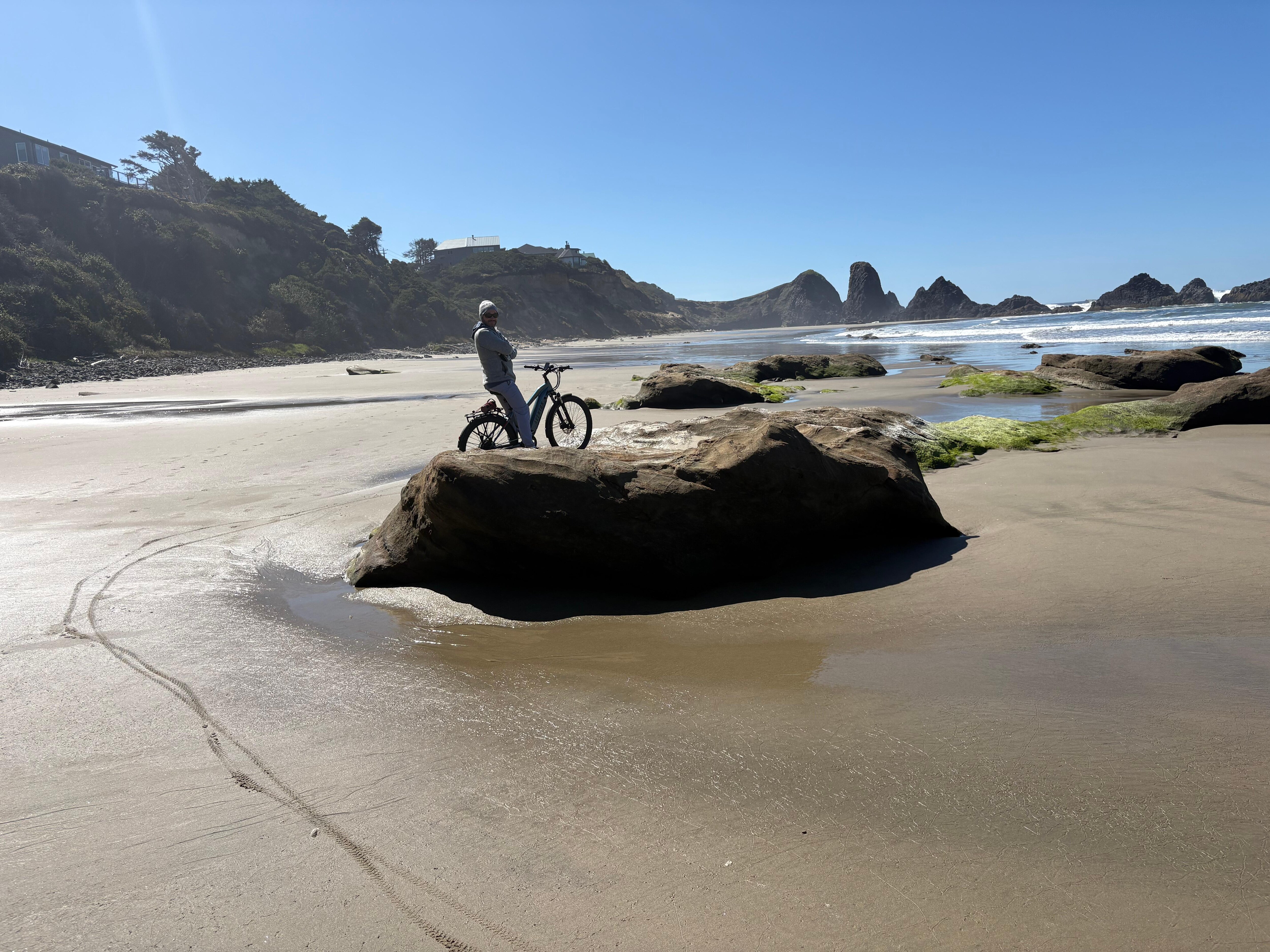Riding bikes on the beach
