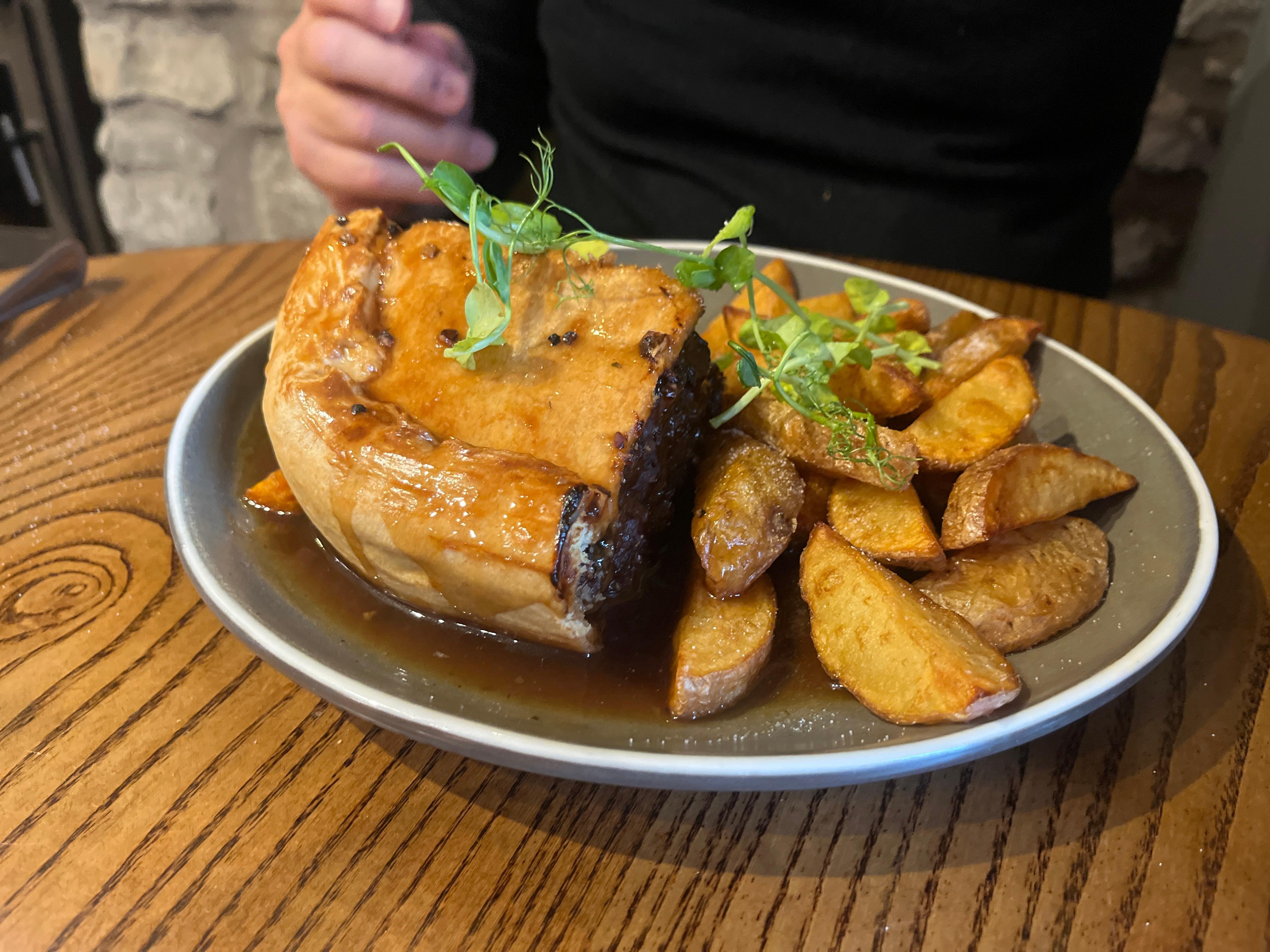 truly amazing steak and ale pie made by the chef!!