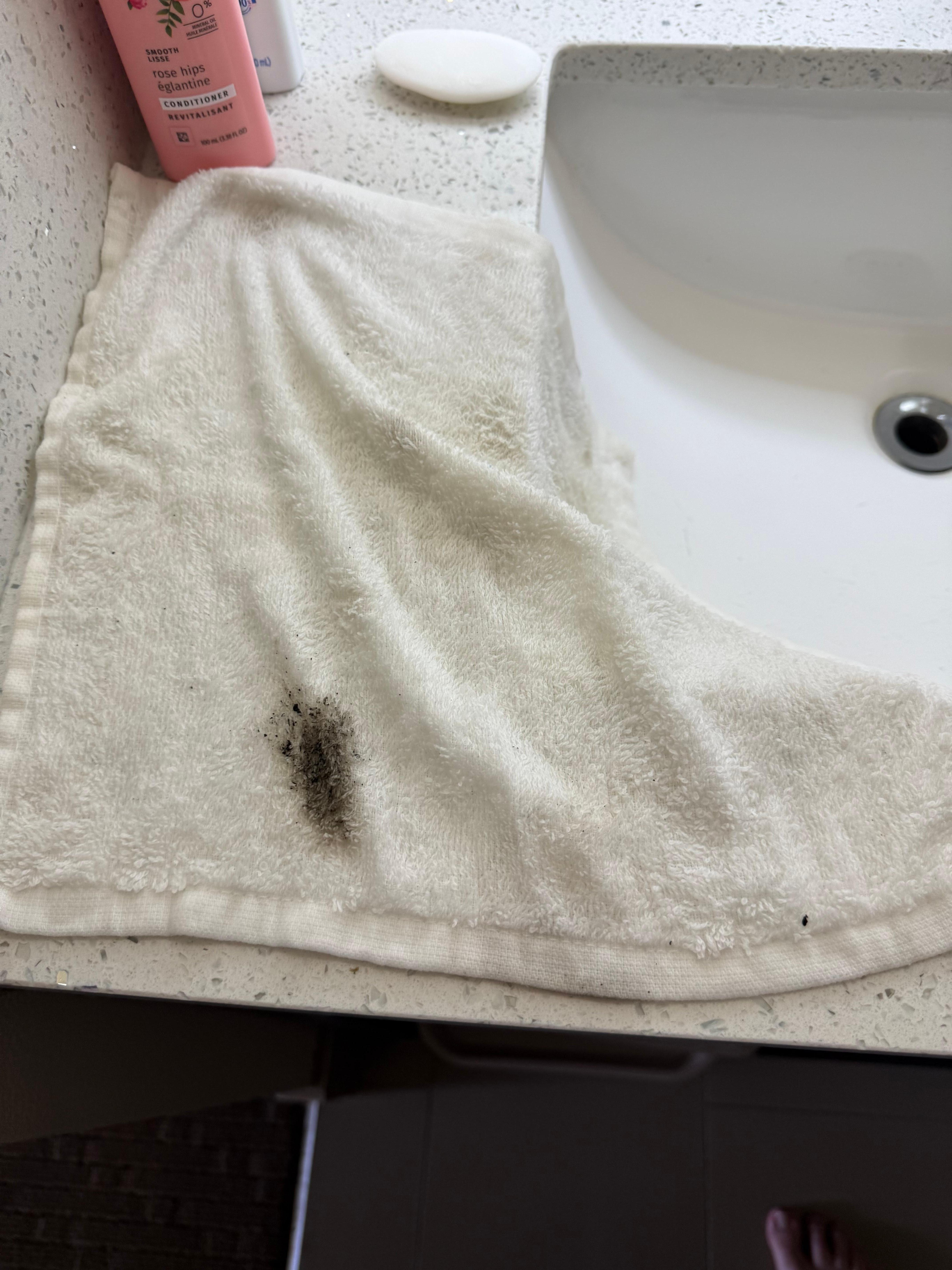 Black mold after cleaning the shower. 