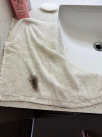 Black mold after cleaning the shower.