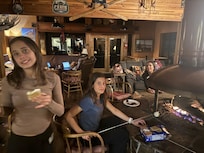 Cozy indoor fire pit was delightful after sledding!