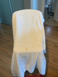 Stained bath towel
